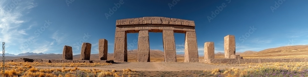 Mysterious Tiahuanaco Stone Structures Explore Ancient Archaeology and Cultural Significance in Bolivia with Majestic Andean Plateau Landscape Mysterious Tiahuanaco Stone Structures Explore Ancient Archaeology and Cultural Significance in Bolivia with Majestic Andean Plateau Landscape