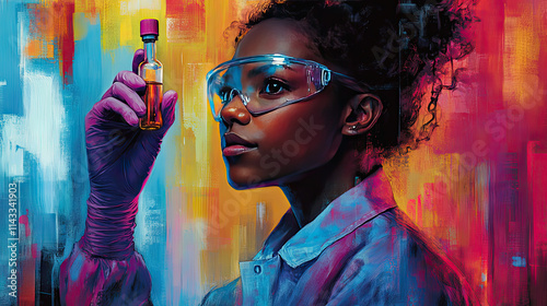 a researcher holding a vial of a newly discovered drug, symbolizing the advancements in biotechnology for drug discovery by 2025.