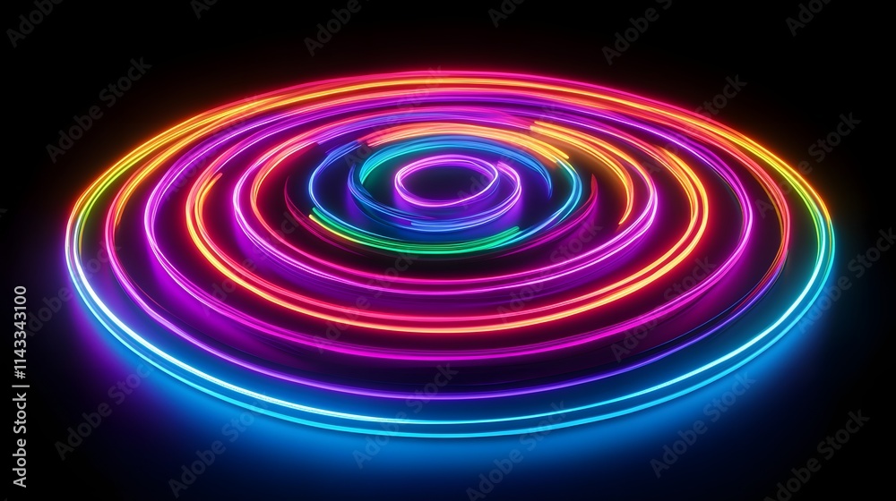Vibrant Rainbow Neon Circles Abstract Design Vibrant Rainbow Neon Circles Abstract Design