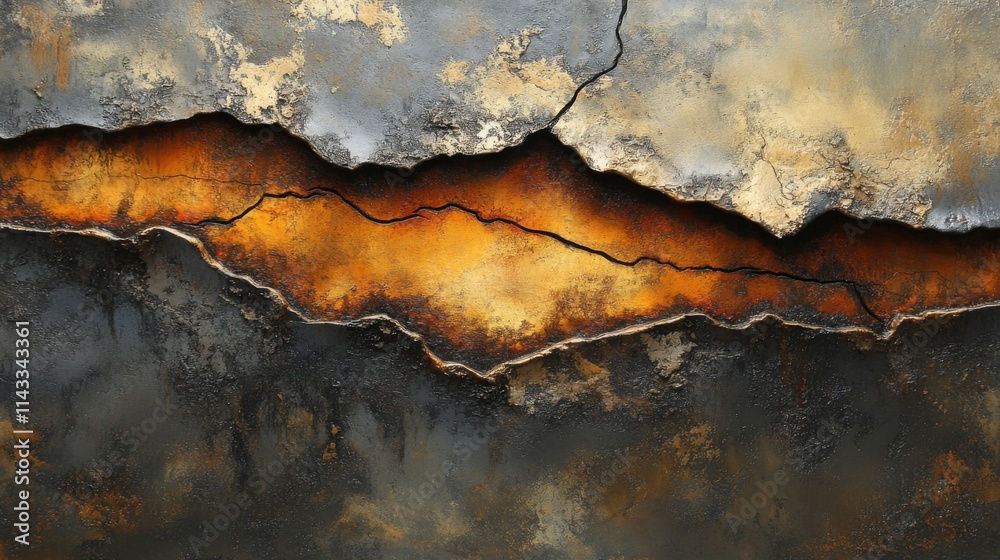 Abstract Textured Art Grey Orange Brown Crackle Abstract Textured Art Grey Orange Brown Crackle