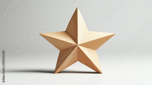 Wallpaper Mural Elegant wooden star isolated on white, fine wood grain details, representing triumph and recognition, minimalist decor style Torontodigital.ca