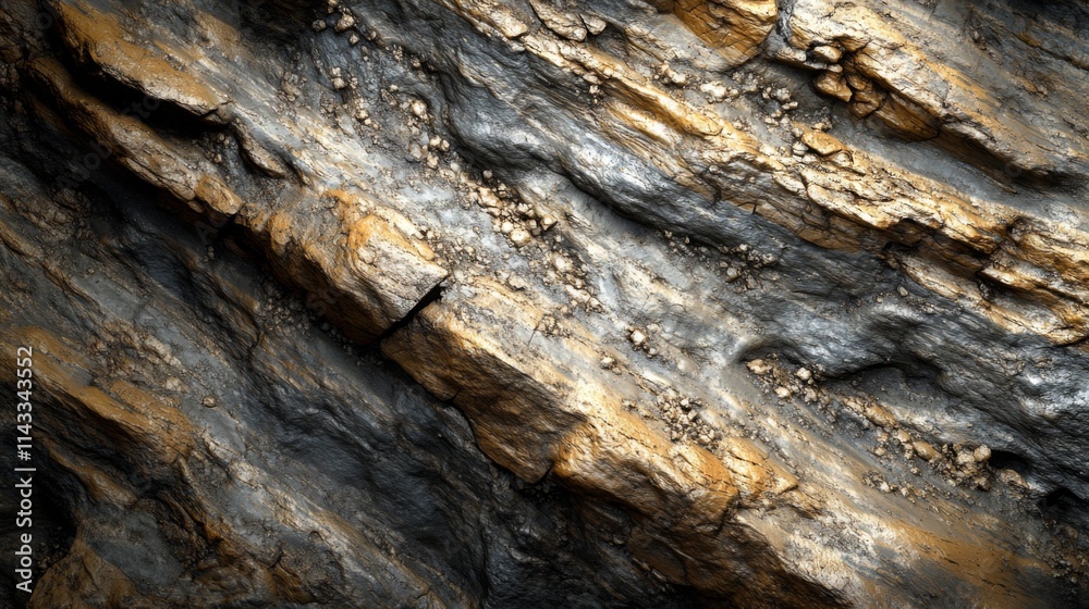 Gold and Gray Rock Formation Texture Displaying Layers Gold and Gray Rock Formation Texture Displaying Layers
