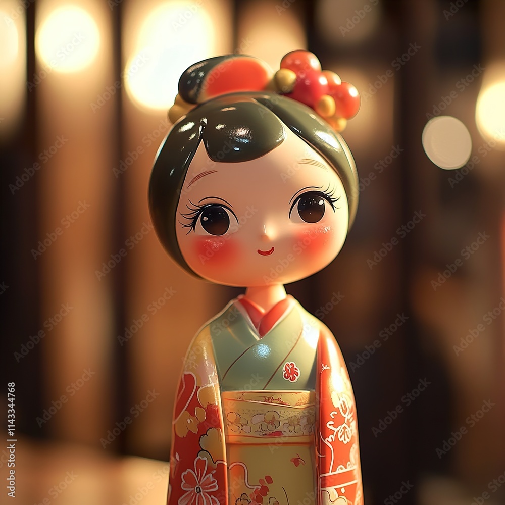 Adorable Japanese Geisha Doll Figurine: Home Decor Adorable Japanese Geisha Doll Figurine: Home Decor