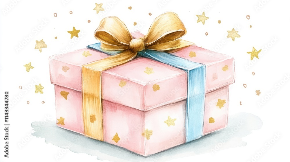Obraz premium PNG Whimsical pastel gift box illustration