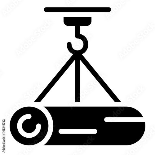 Log crane hoist glyph icon for industrial wood handling