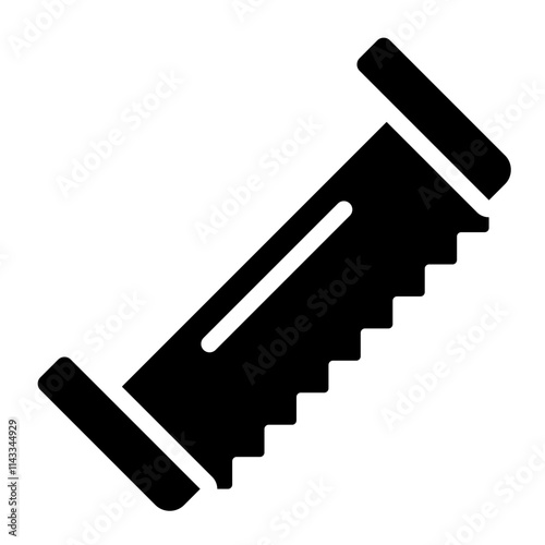 Crosscut saw glyph icon for manual wood cutting and forestry work