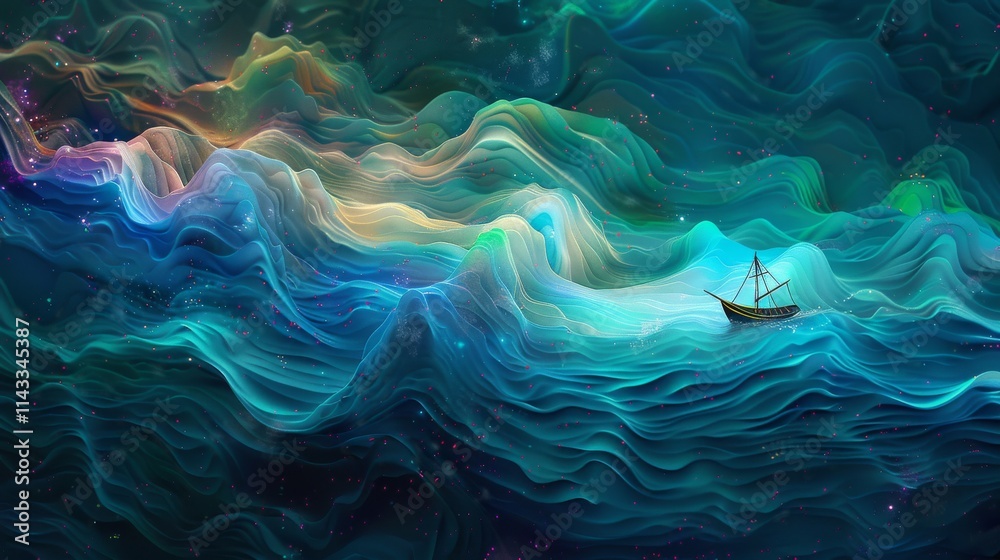 An abstract ocean with flowing waves representing emotions An abstract ocean with flowing waves representing emotions