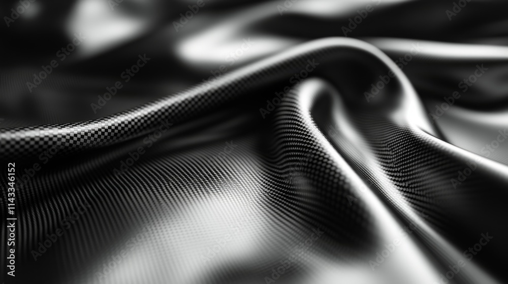 Naklejka premium Draped Carbon Fiber Fabric Shows Textured Surface