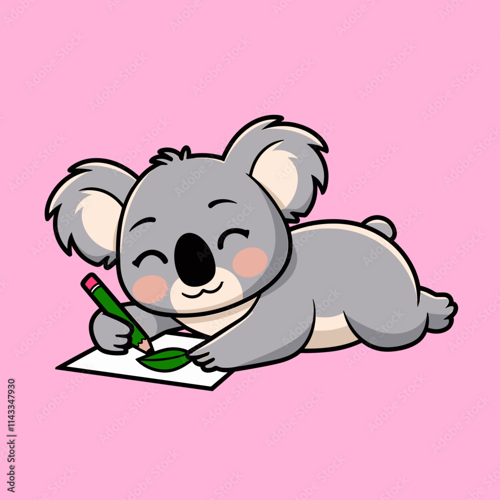 Obraz premium Cute Koala Drawing on Pink Background
