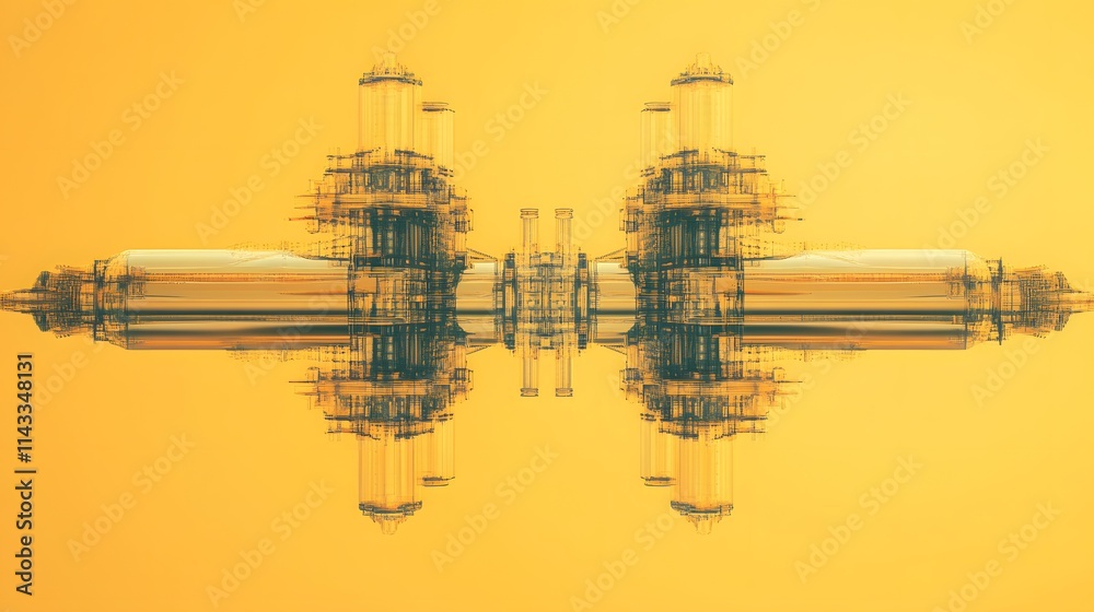 Abstract Golden Futuristic Cityscape Reflection Abstract Golden Futuristic Cityscape Reflection