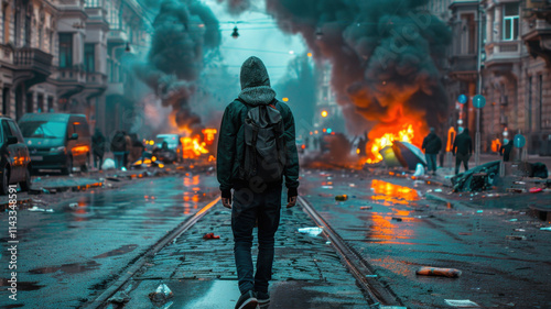 Social Crisis: Increasing inequality and societal divisions are causing widespread protests, unrest, and a breakdown of systems, threatening social harmony and order.
 photo