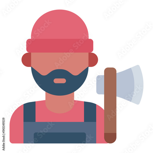 Lumberjack avatar flat icon representing the lumberjack profession