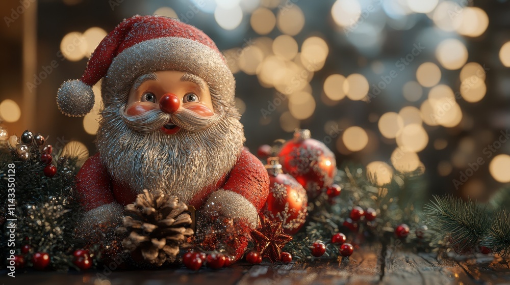 Obraz premium toy santa on chrismas table and decoration