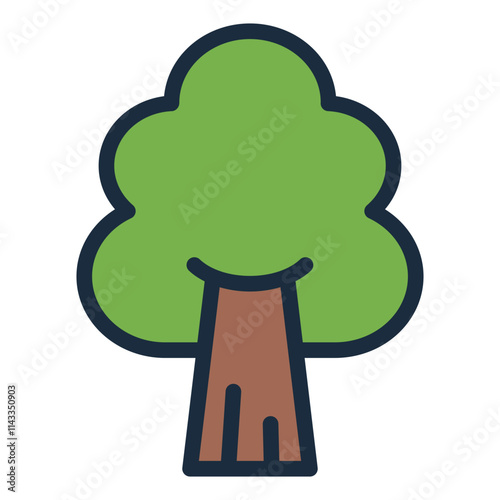 Tree filled line icon for forestry and environmental conservation