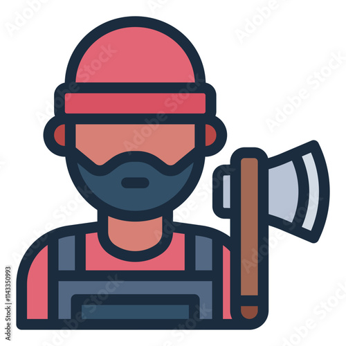 Lumberjack avatar filled line icon representing the lumberjack profession
