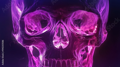 Skull purple neon tomography.