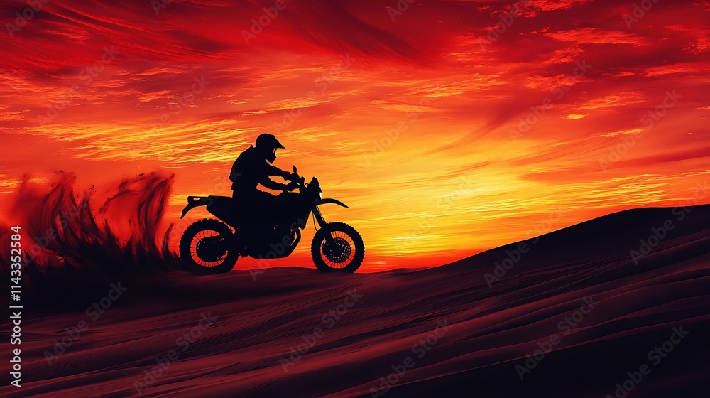 Desert Rider Silhouette at Fiery Sunset