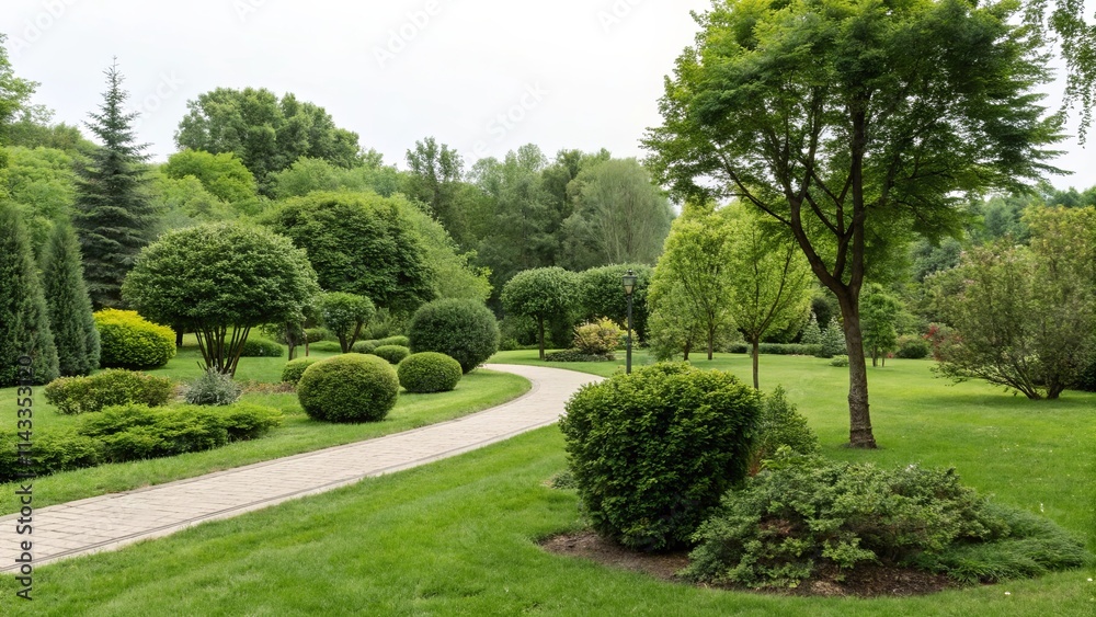 A park with a path and trees A park with a path and trees