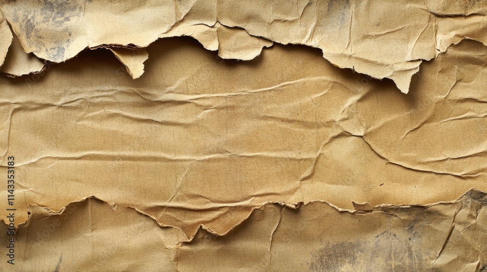 Aged Crinkled Brown Paper Texture Showing Tears Aged Crinkled Brown Paper Texture Showing Tears