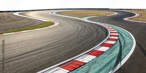 A racetrack with a red and white line on the ground