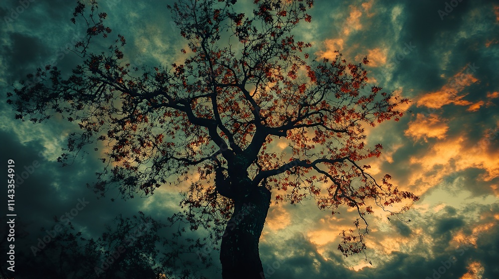 Sunset Silhouette: Tree in Dramatic Sky Sunset Silhouette: Tree in Dramatic Sky
