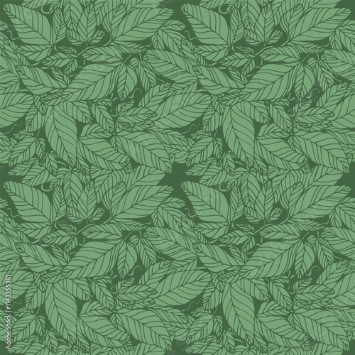 Seamless pattern decorative ivy branches with leaves. Vector illustration
