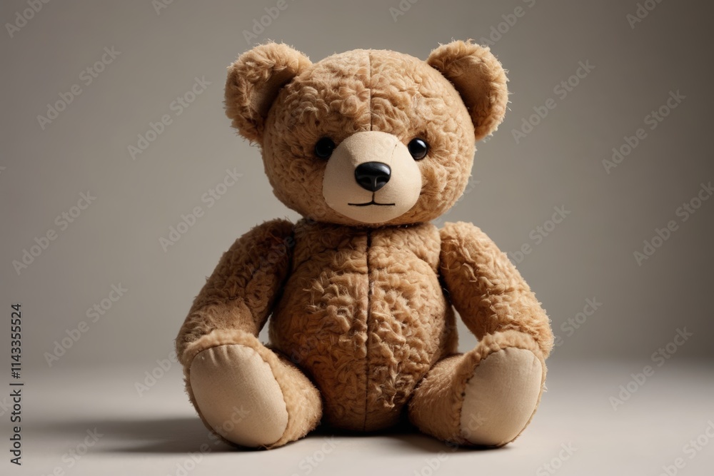 there is a brown teddy bear sitting on a white surface there is a brown teddy bear sitting on a white surface