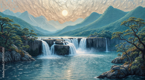 Mountains and waterfalls in Korea