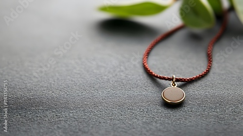 Captivating jade and gold amulet on a red ribbon, symbolizing protection and spiritual harmony. Chinese New Year Symbol Concept