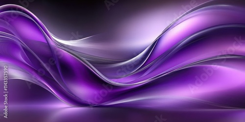 Abstract Purple and Silver Waves with Soft Lighting and Smooth Curves