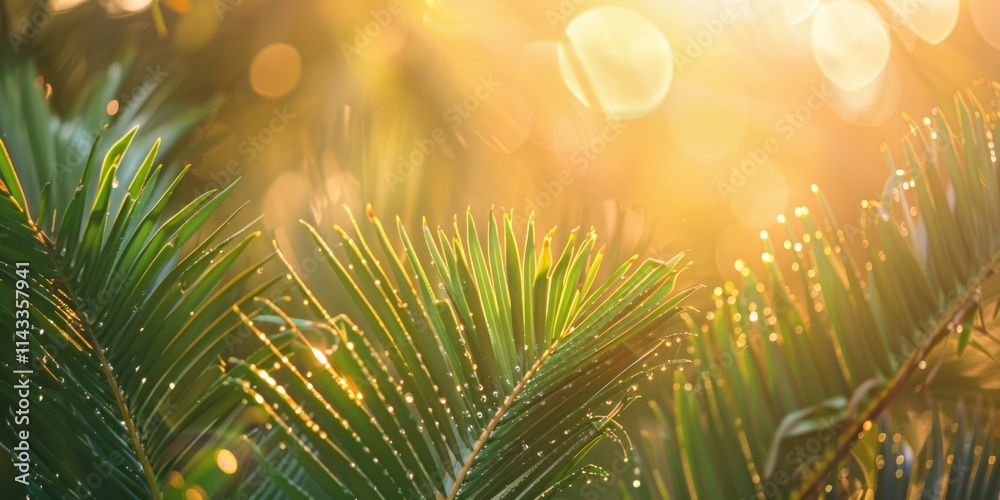 Fototapeta premium Cycas plants leaf soft sunlight
