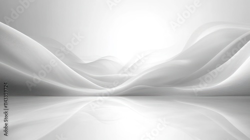 Abstract Minimalist Landscape Futuristic White Background with Smooth Lines and Serene Atmosphere