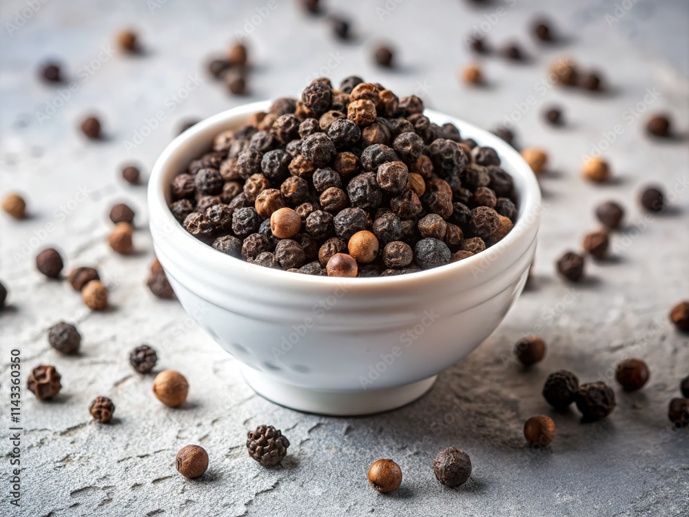 Black Peppercorns in White Bowl - Food Photography Black Peppercorns in White Bowl - Food Photography