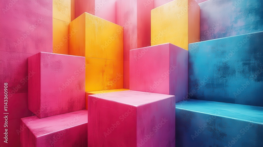 Obraz premium abstract 3d render colorful geometric composition background design with cube