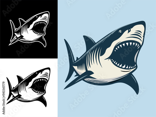 Great White Shark Simple Hand Drawn Vector Color