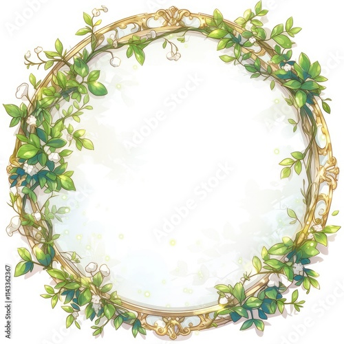 anime style oval leaf frame photo