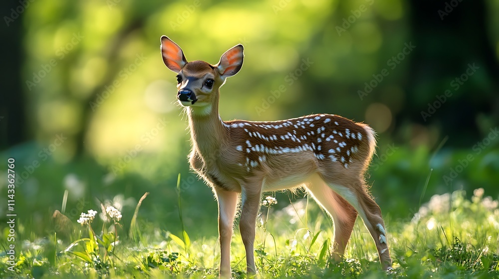 Fawn in a meadow. Wildlife, nature, adorable. Fawn in a meadow. Wildlife, nature, adorable.