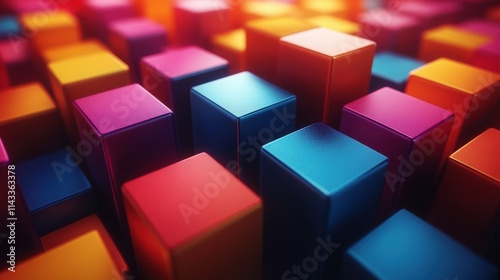 abstract 3d render geometric background with colorful cubes motion design animatio