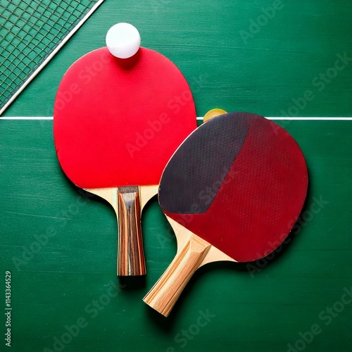 ping pong paddles and ball photo