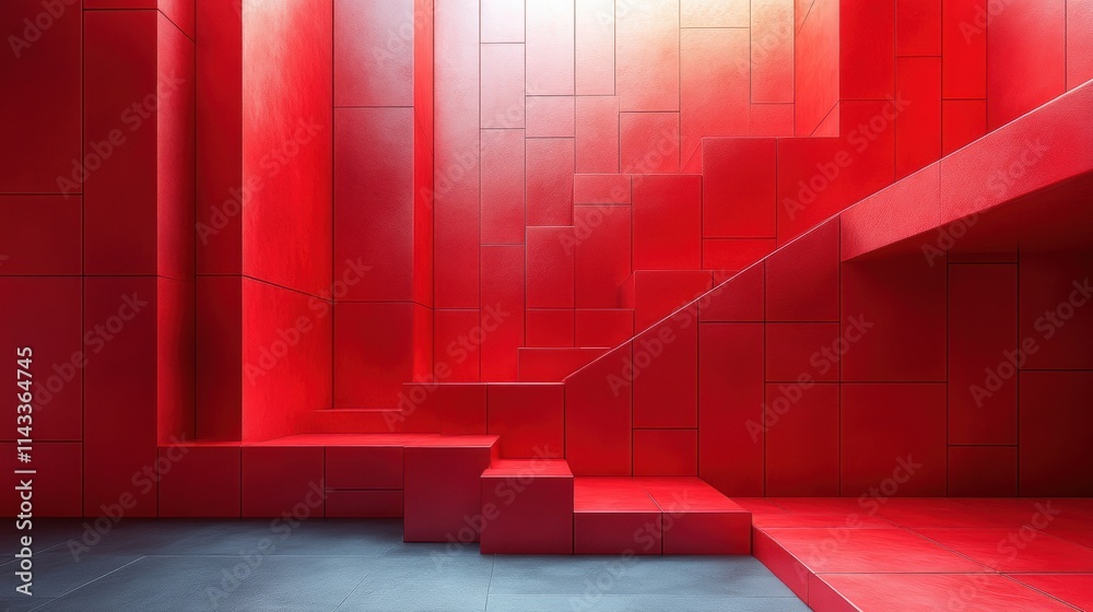 abstract 3d render geometric composition red background design with cube abstract 3d render geometric composition red background design with cube