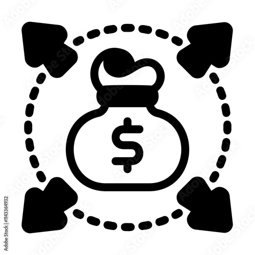 Base broadening icon with glyph style