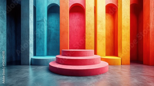 abstract 3d render modern background composition with colorful geometric shape