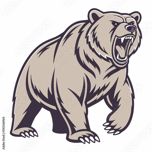 Vector Illustration of a Furious Bear with a Bold and Aggressive Stance Featuring Sharp Details and Dynamic Expression