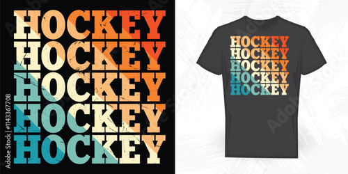 Funny Hockey Player Lover Vintage Hockey T-shirt Design	

