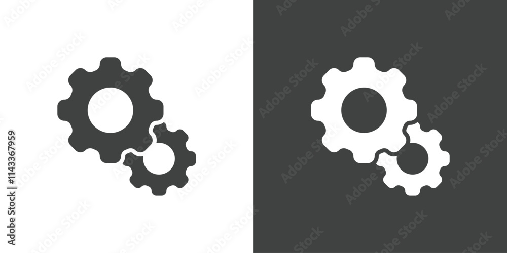 Gear, cogwheel flat glyph icon. Perfect pixel on white and black background Gear, cogwheel flat glyph icon. Perfect pixel on white and black background