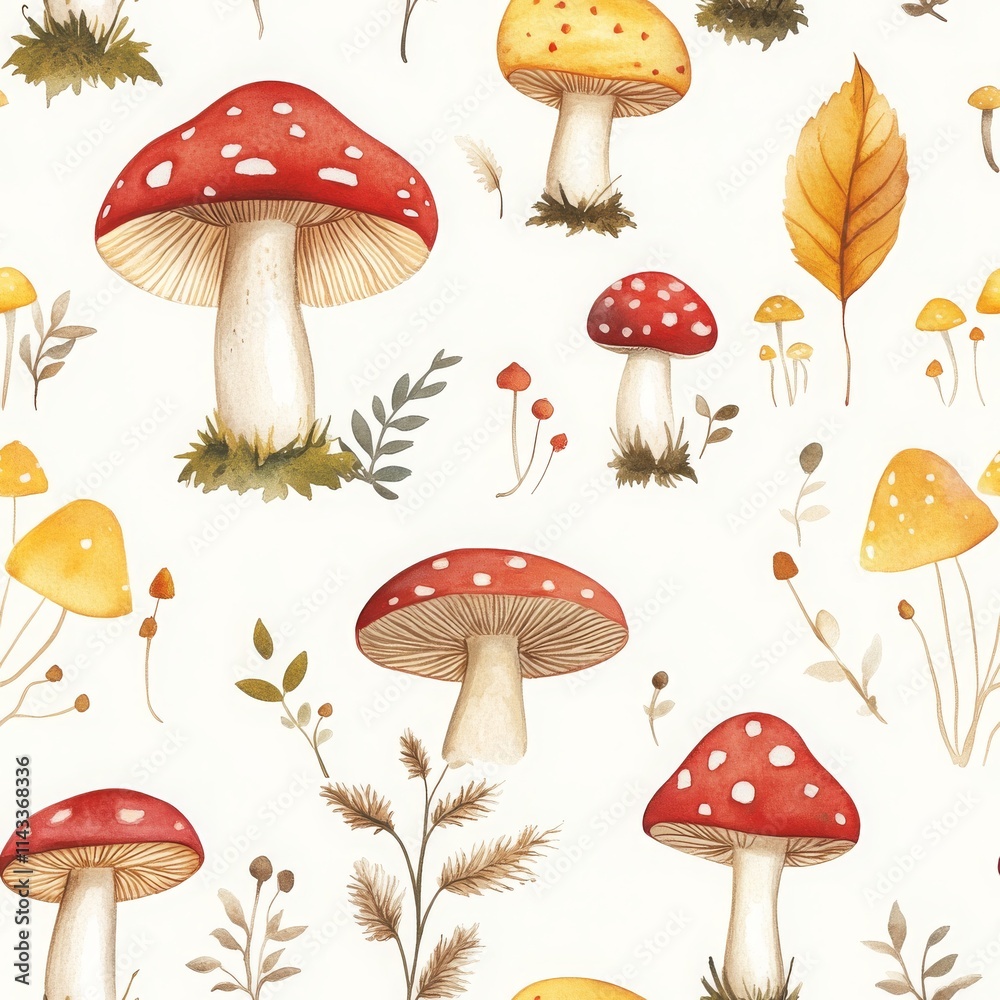 Whimsical Watercolor Woodland Mushroom Collection Whimsical Watercolor Woodland Mushroom Collection
