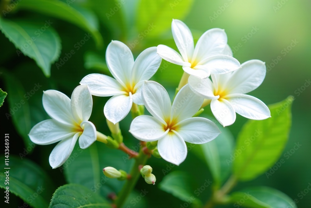 White Flowers on Lush Green Background - Dreamy Floral Art White Flowers on Lush Green Background - Dreamy Floral Art