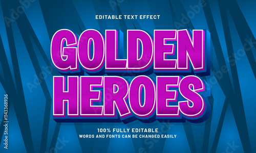 golden heroes editable text effects with a hero and brave theme