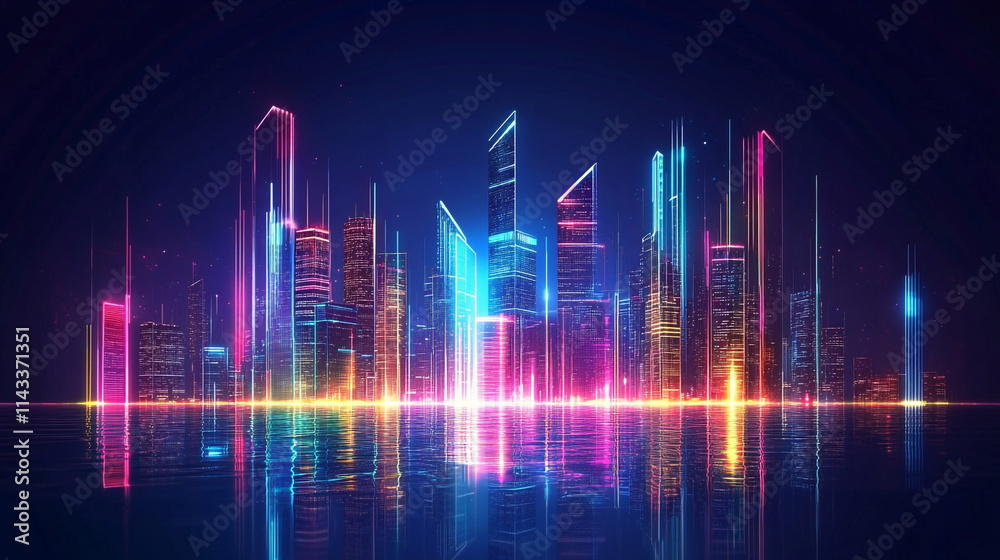 abstract ultra modern light effect of cityscape featuring sleek modern architecture illuminated by vibrant neon lights, Vibrant Futuristic City Skyline at Night with shiny and glowing neon lights. abstract ultra modern light effect of cityscape featuring sleek modern architecture illuminated by vibrant neon lights, Vibrant Futuristic City Skyline at Night with shiny and glowing neon lights.