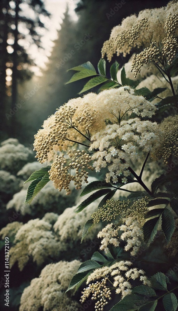Obraz premium Delicate Elderflowers in Full Bloom, Embracing the Essence of Spring
